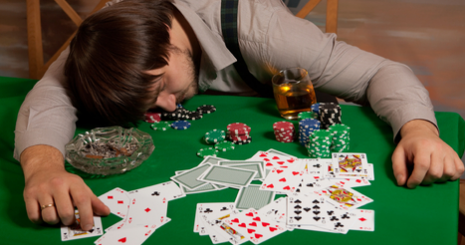 the image shows a drunk gambler